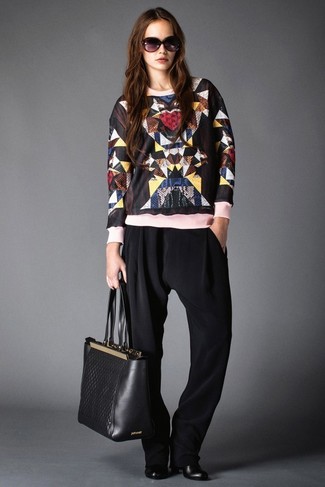 Женский черный свитер с круглым вырезом с принтом от Givenchy