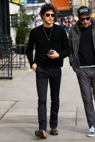 Мужские черные кожаные лоферы от Just Couture