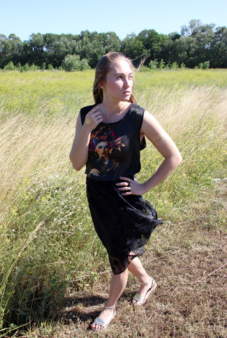 Черная кружевная юбка со складками от Philipp Plein