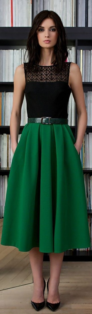 Женский темно-зеленый кожаный ремень от Max Mara