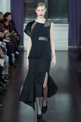 Черная юбка-миди со складками от Saint Laurent