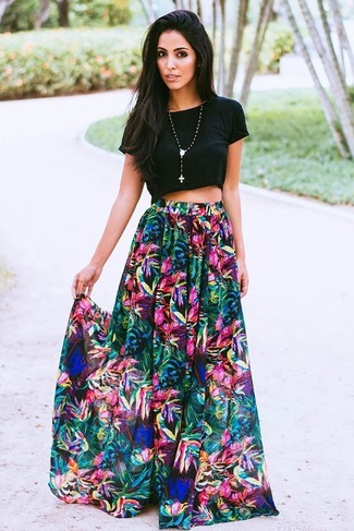 Разноцветная длинная юбка от Baon