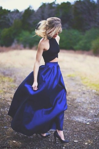 Темно-синяя юбка со складками от Co