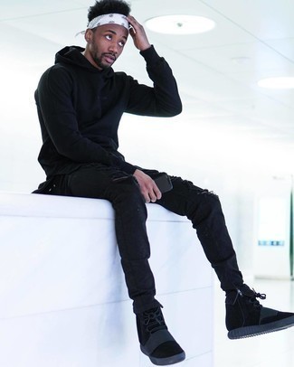 Мужские черные замшевые высокие кеды от Nike