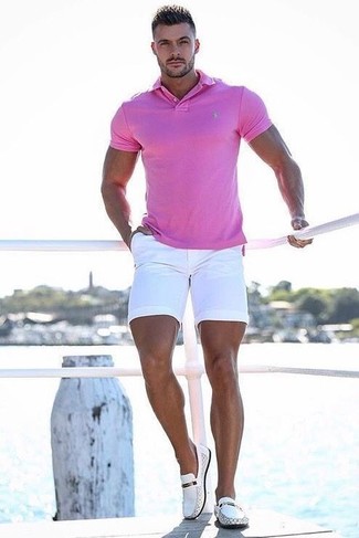 Мужская ярко-розовая футболка-поло от Fred Mello