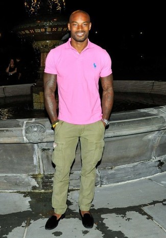 Мужская ярко-розовая футболка-поло от BOSS