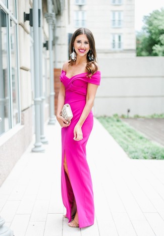 Ярко-розовое вечернее платье от Marchesa