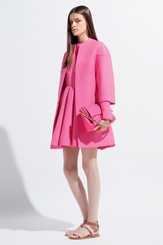 Ярко-розовое платье с плиссированной юбкой от Asos