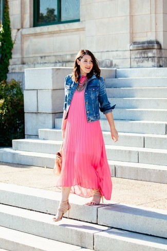 Ярко-розовое шифоновое платье-макси от Susana Monaco