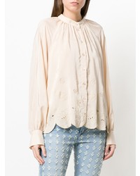 Бежевая блуза на пуговицах с цветочным принтом от See by Chloe