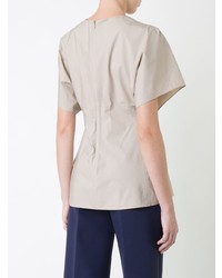 Бежевая блуза с коротким рукавом от T by Alexander Wang