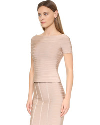 Бежевая блузка от Herve Leger