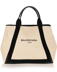 Бежевая большая сумка из плотной ткани с принтом от Balenciaga