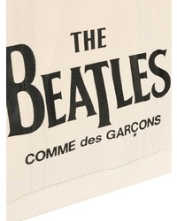 Мужская бежевая большая сумка из плотной ткани с принтом от The Beatles X Comme Des Garçons