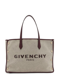 Бежевая большая сумка из плотной ткани с принтом от Givenchy