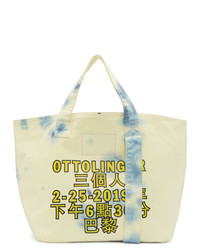 Бежевая большая сумка из плотной ткани с принтом от Ottolinger