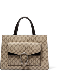 Бежевая большая сумка из плотной ткани от Gucci