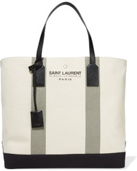 Бежевая большая сумка из плотной ткани от Saint Laurent