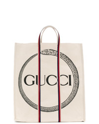 Мужская бежевая большая сумка с вышивкой от Gucci