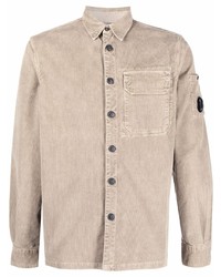 Мужская бежевая вельветовая рубашка с длинным рукавом от C.P. Company