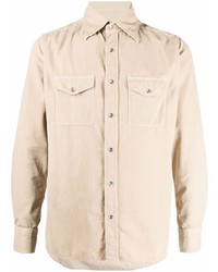 Мужская бежевая вельветовая рубашка с длинным рукавом от Tom Ford