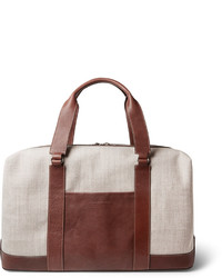 Мужская бежевая дорожная сумка из плотной ткани от Brunello Cucinelli
