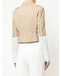 Женская бежевая замшевая косуха от GUILD PRIME