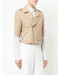 Женская бежевая замшевая косуха от GUILD PRIME