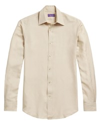 Мужская бежевая классическая рубашка от Ralph Lauren Purple Label