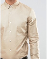 Мужская бежевая классическая рубашка от Asos