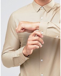 Мужская бежевая классическая рубашка от Asos