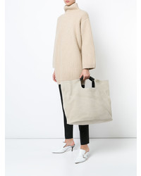 Бежевая кожаная большая сумка от Simon Miller