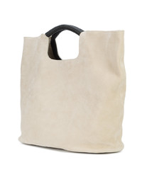 Бежевая кожаная большая сумка от Simon Miller