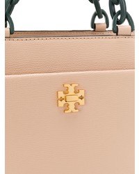 Бежевая кожаная большая сумка от Tory Burch