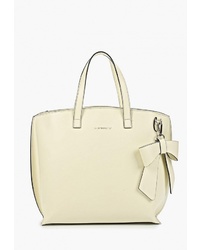 Бежевая кожаная большая сумка от Di Gregorio