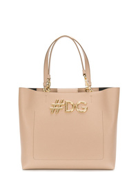 Бежевая кожаная большая сумка от Dolce & Gabbana