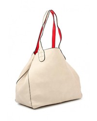 Бежевая кожаная большая сумка от Johnny