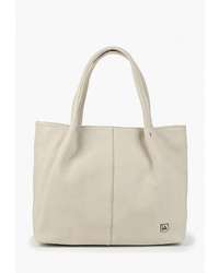 Бежевая кожаная большая сумка от Laccoma