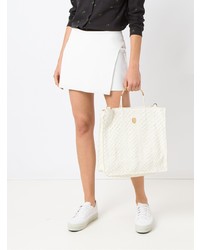 Бежевая кожаная большая сумка от OSKLEN