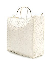 Бежевая кожаная большая сумка от OSKLEN