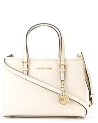 Бежевая кожаная большая сумка от MICHAEL Michael Kors