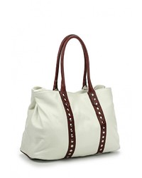 Бежевая кожаная большая сумка от Moronero