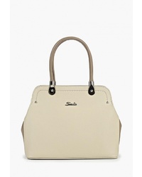 Бежевая кожаная большая сумка от Savio