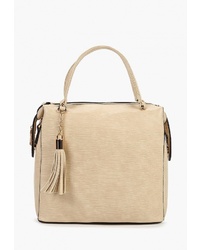 Бежевая кожаная большая сумка от Vitacci