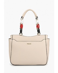 Бежевая кожаная большая сумка от Vitacci
