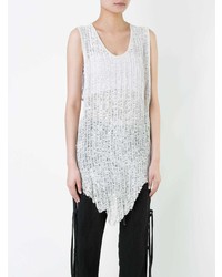 Женская бежевая кожаная майка от Greg Lauren