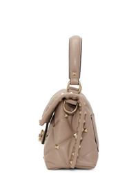 Бежевая кожаная стеганая сумка через плечо от Valentino