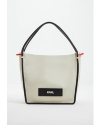 Бежевая кожаная сумка-мешок от Karl Lagerfeld