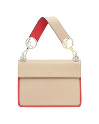 Бежевая кожаная сумка-саквояж с принтом от Fendi