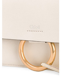 Бежевая кожаная сумка через плечо от Chloé